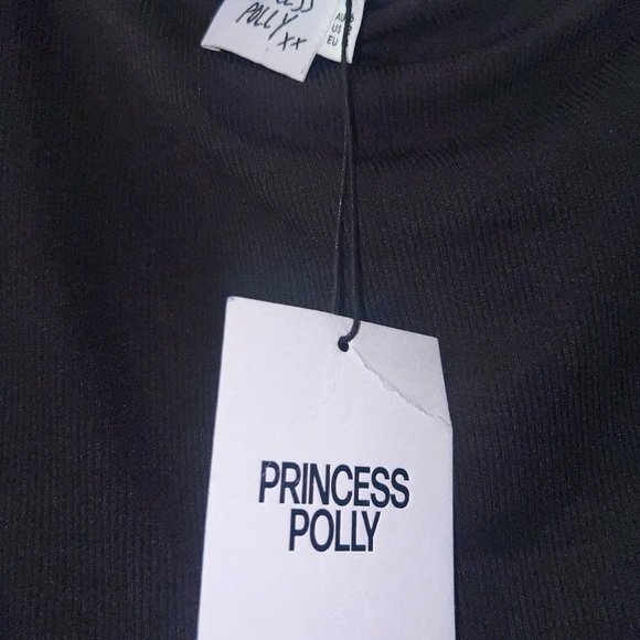 Princess Polly Black Asymmetrical One-Shoulder Long Sleeve Top - Picture 3 of 4